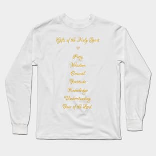 Gifts of The Holy Spirit in a 3-D Look Golden Script Long Sleeve T-Shirt